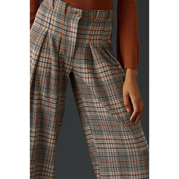 Anthropologie Plaid Wide Leg Pants - Black, Brown, Cream - Picture 4 of 12